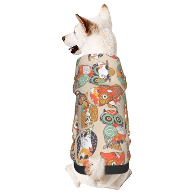 Balery Colorful Owls Sudadera con Capucha para Perros Pequeños – Ropa para Mascotas, Disfraz para Perros y Gatos, Ideal para Fiestas y Cosplay-X-Small