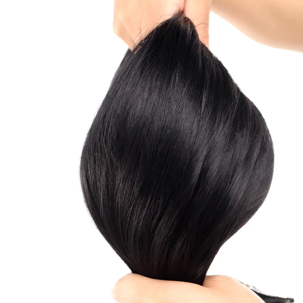 MY-LADY Extra Thick Clip in 100% Remy Human Hair Extension Double Weft Full Head Natural Hairpiece 110-170g #01 Jet Black 20inch