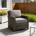 thumbnail image 6 of Krikacy Outdoor Wicker Sofa Chair All-Weather HDPE Wide-Seated Furniture w/Thick Cushions, Grey, 6 of 6