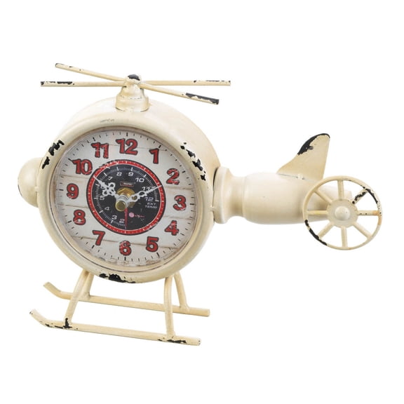 Zingz & Thingz 11.25" White and Red Rustic Finish Helicopter Desk Clock