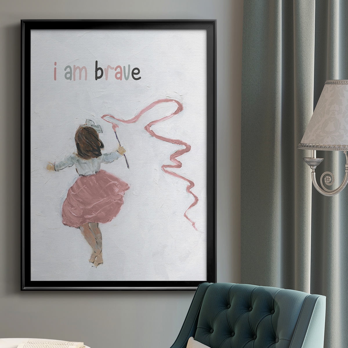 Girl Catching Wind Premium Framed Print - Ready to Hang