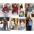 thumbnail image 5 of PRETTYGARDEN Long Sleeve Shirts for Women Fall Clothes | Soft Brushed Ribbed Knit Pullover, Mock Neck Lightweight Sweater, Comfy Underscrubs, Basic Casual Winter Layering Tops, 5 of 8