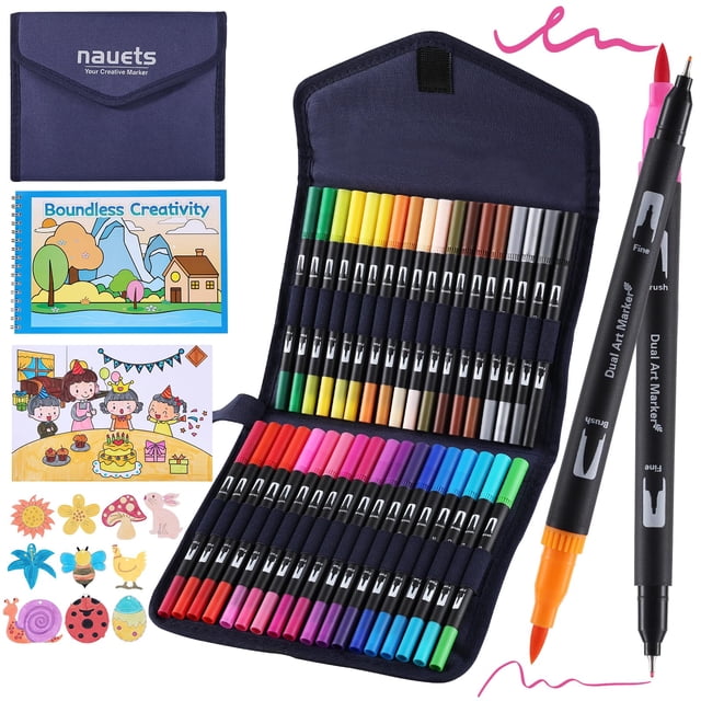 Juego de libros para colorear nauets, 30 patrones, 36 rotuladores, 12.2 x 8.3 pulgadas