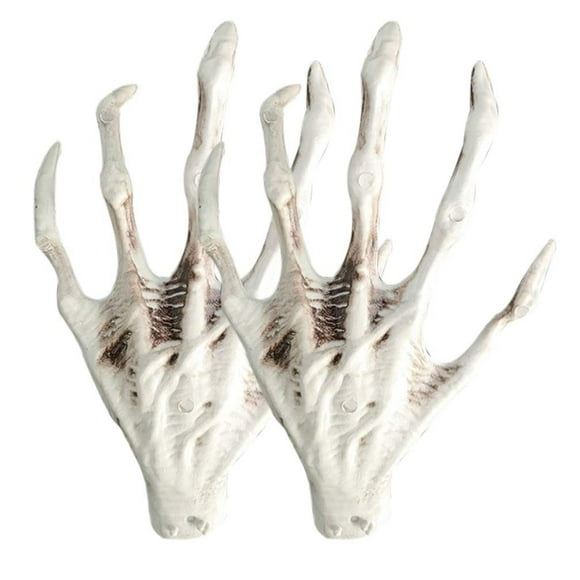 Halloween Skeleton Hand Realistic Bone Prop for Desktop Ornament Party Supplies 2PCS