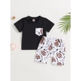 thumbnail image 2 of Faithtur Bambin Garçons 2PCS Shorts Ensembles Noirs à Manches Courtes Tops et Shorts d'Impression de Rugby Ensembles d'Été, 2 of 8