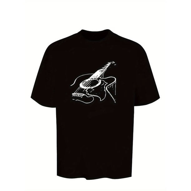 Camiseta MBDMBD con estampado de guitarra para hombre: cuello redondo informal, manga corta, algodón transpirable, lavable a máquina, perfecta para verano y deportes de ocio.