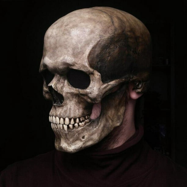 Masque tête de mort complète, masque squelette, Costume d'halloween, masque  d'horreur, masque maléfique, casque à mâchoire mobile, livraison directe 