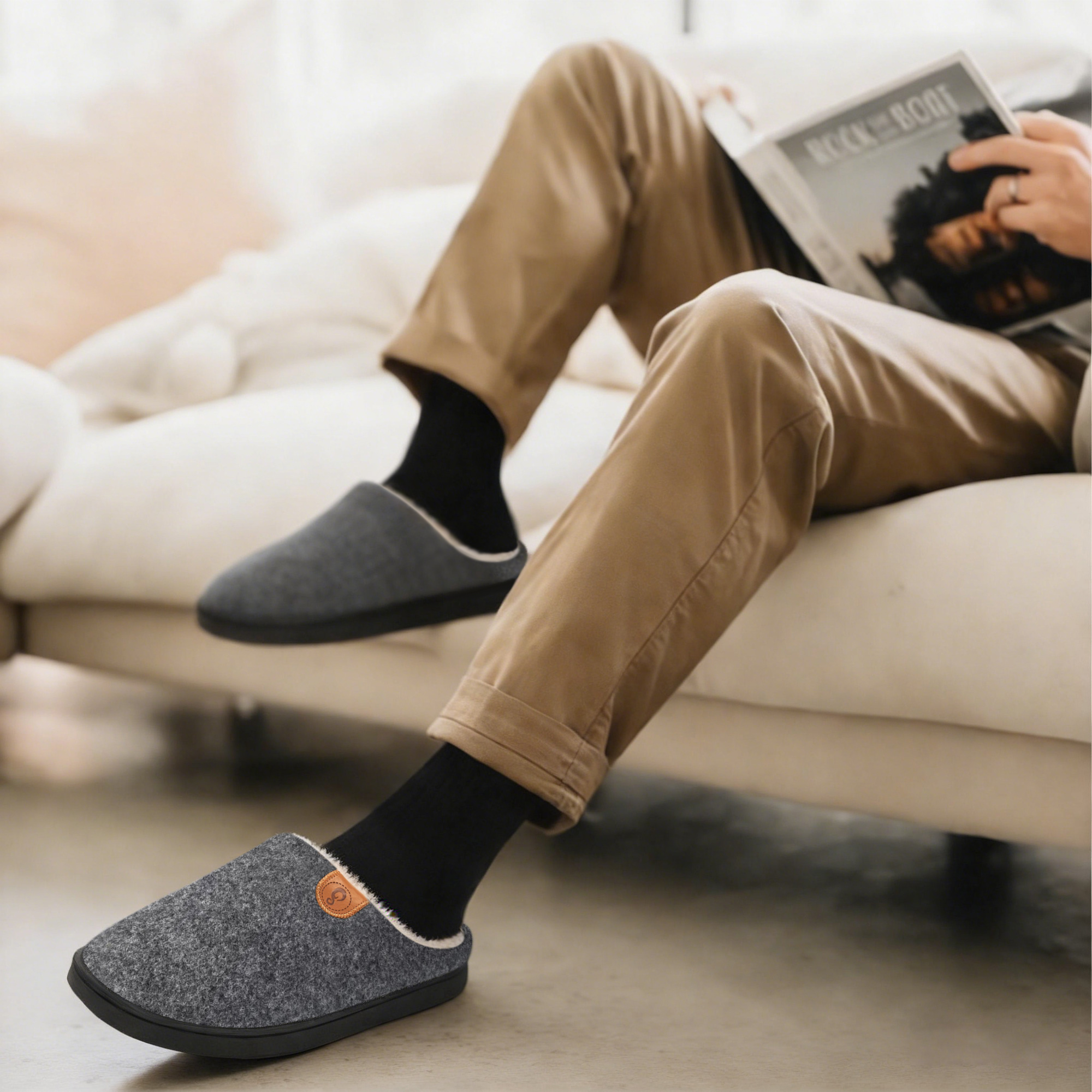 Ecetana Men's Memory Foam Fuzzy House Slippers photo 2
