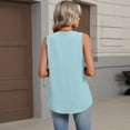 thumbnail image 3 of Qwertyu Women's V Neck Tank Tops Casual Summer Button Down Sleeveless Shirts Light Blue 2XL, 3 of 4