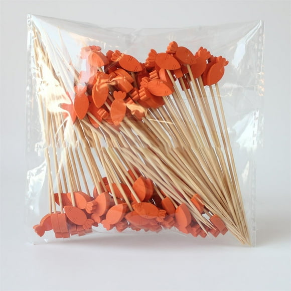 Easter Party Disposable Bamboo Fruit Picks White Orange Decorative Wooden Toothpicks for Appetizers Desserts Cocktails 100 Pieces 4.72 Inch Food Skewers Restaurant Bar Event Supplies