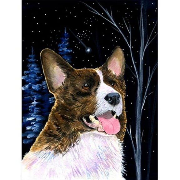 Starry Night Corgi Canvas Flag - House Size, 28 x 40 in.