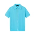 thumbnail image 5 of TrendOFT Mens Polo Shirts Summer Short Sleeve Business Casual Open Front Knit Shirt Comfortable Daily Wear Business Top Blue M, 5 of 5
