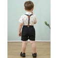 thumbnail image 6 of CARETOO Boy Clothes Suit Wedding Toddler Shirt Suspender Trousers Shorts Tie Formal Cotton Fabric, 6 of 8