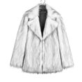 thumbnail image 6 of Penkiiy Women's Medium Lapel Faux fur Jacket Shaggy Coat Warm Outerwear Cardigan Faux Fur Coat Gray, 6 of 7