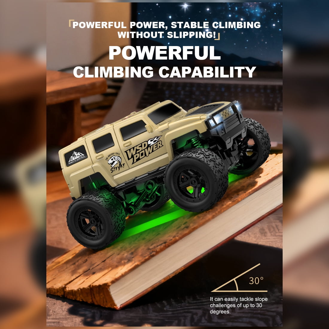 1/64 Scale 2.4G Full Proportional RC Crawler Truck with Trailer, Mini Off-Road Remote Control Car with LED Lights & Dual Velocity Mode for Adults