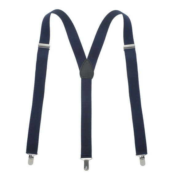TopTie Men's Solid Elastic Suspenders 1 inch Y-Back Adjustable Suspenders-NavyBlue