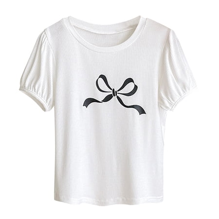 ZACPNCV Girls Summer Short Sleeve Shirt Kids Crewneck Tops T-Shirts White 1-2 Years