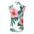 thumbnail image 5 of Men Turn Down Collar Sleeveless Hawaiian Tropical Button Down Vest Lightweight Breathable Vacation Beach Travel Tops Green XL, 5 of 6