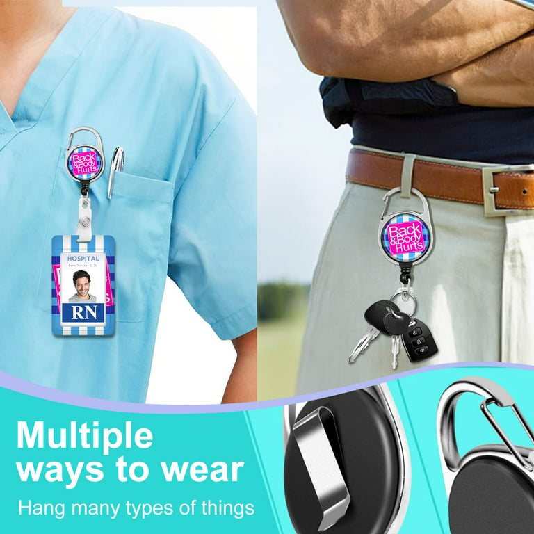 ID Badge Holder with Lanyard and Retractable Badge Reel Clip, Funny Back &  Body Hurts Card Name Tag Lanyard Vertical ID Protector Bage Clips for Nurse  Nursing Doctor Medical Student 