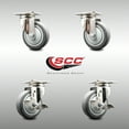 thumbnail image 2 of 4 Inch 316SS Thermoplastic Rubber Wheel Swivel Top Plate Caster Set 2 Brakes SCC, 2 of 2