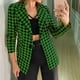 thumbnail image 5 of Chaqueta Elegante Mujeres Casual Vintage imprimir single Button lapel manga larga Slim traje temperamento Cardigan Coat para las damas de oficina,blazer moda（Verde， L), 5 of 5