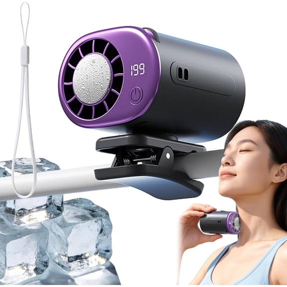 2026 Clip On Car Fan with 16℃ Semi-Cooling Air Conditioner, 199 Speeds USB Rechargeable Portable Stroller Desk Cooler with Smart LED Display