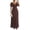 Coffee, variant on Laqbezok Evening Gown Dress, Women's V-Neck Mesh Flare Sleeve Formal Maxi, Elegant Ruched Bodycon Party Wedding Guest Dress with Split Hem