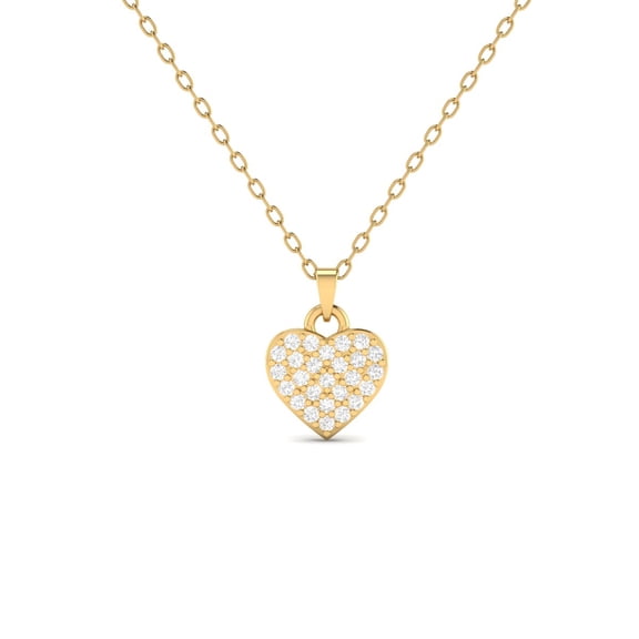 True Elegant 14K Gold Plated Heart Pendant Necklace with Moissanite/CZ on 925 Sterling Silver