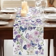 thumbnail image 3 of Table Runners 72 Inches Long Dress Scarves, Pink Flowers Farmhouse Kitchen/Dining Table Runner, Coffee Tablerunners, Spring Floral Purple Butterflies Watercolor 18x72 Inch, 3 of 9