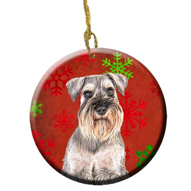 Carolines Treasures KJ1186CO1 Flocons de Neige Rouges Décoration de Noël en Céramique Schnauzer