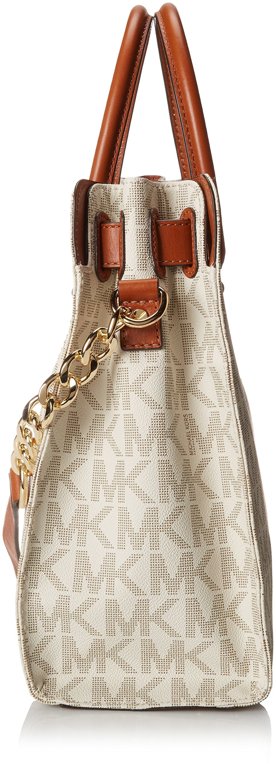 Michael Kors MK Hamilton Whipped Large Tote Handbag - Tan, Vanilla, Burnt  Orange