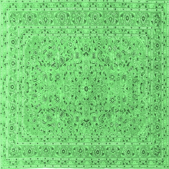 Ahgly Company Indoor Square Persian Emerald Green Traditional Area Rugs, 6' Square