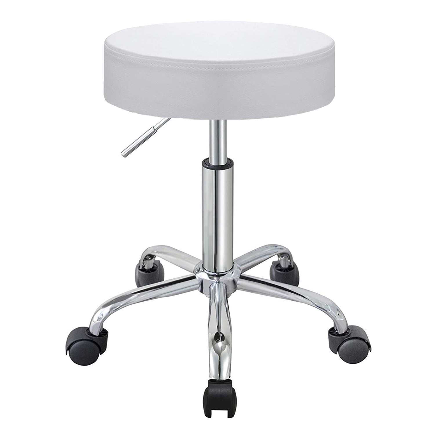 Round Rolling Stool workshop stool office stool with Back PU Leather Height Adjustable Swivel SPA Salon Stools Chair with Wheels