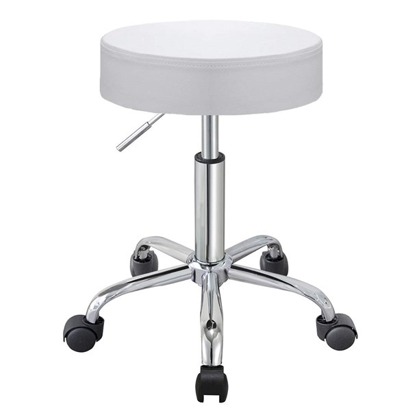 Duhome Adjustable Height Swivel Salon stools Medical Clinic Tattoo Spa Salon Stool PU Leather with Wheels White