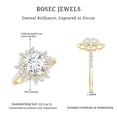 thumbnail image 6 of Rosec Jewels Cubic Zirconia Engagement Ring with Halo - Statement Ring - AAAA Quality Certified - with Jewelry Box, 14K Yellow Gold, US 11.50, 6 of 7