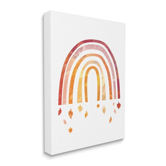 Stupell Industries Red Tone Rainbow with Autumn Leaves Falling Canvas Wall Art, 16 x 20, Design by Daphne Polselli