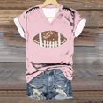 thumbnail image 2 of Women's Fashion Rugby Print V Neck Short Sleeve Printed T Shirt Top, 2 of 4