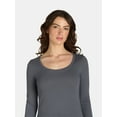 thumbnail image 2 of No Boundaries Scoop Neck Everyday Tee with Long Sleeves, 1 and 3 Pack, Women's, 2 of 5
