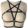 thumbnail image 1 of 2 Pcs Sexy Women Harness Halter Pentagram Body Harness Bra Caged Bra Cupless Bra Punk Gothic Style Strappy Bralette, 1 of 5
