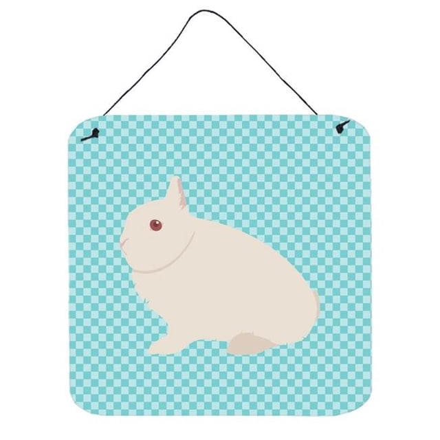 Hermelin Rabbit Blue Check Wall or Door Hanging Prints, 6 x 6 in.
