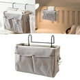 thumbnail image 4 of Bolsa de almacenamiento para de noche, 2 ganchos laterales, soporte para botella de agua, bolsillos para cama de teléfono Gris Zulema Carrito de noche, 4 of 7