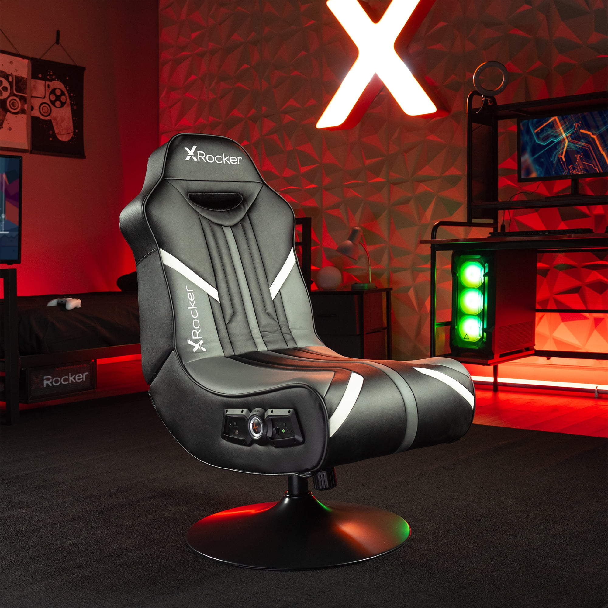 X Rocker Nebula Pedestal Gaming Chair Black Bluetooth Audio