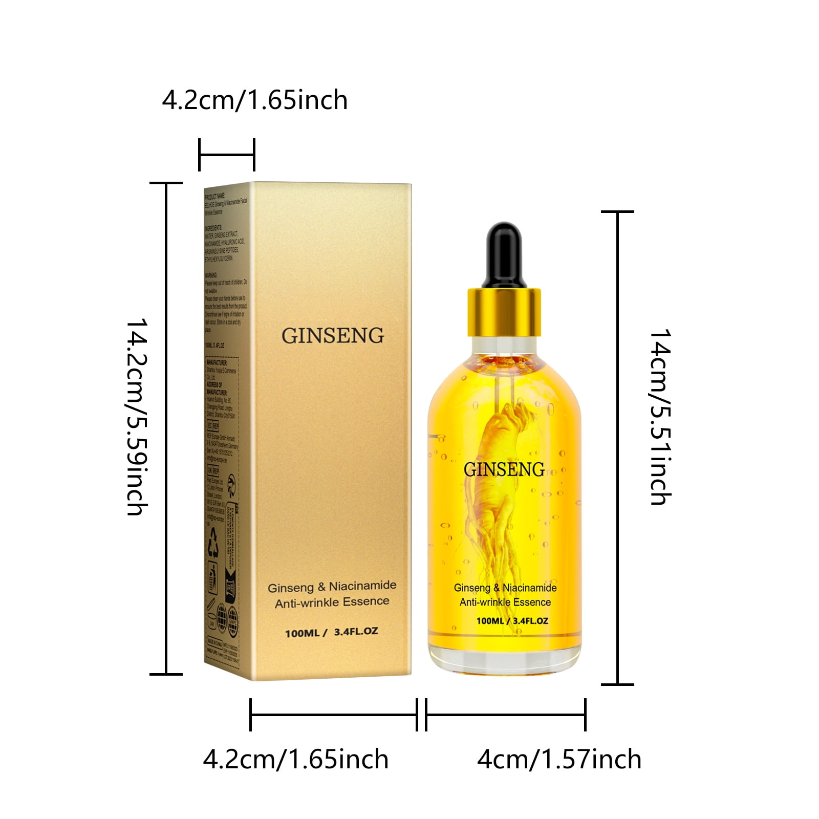 Alvantor Face Serum with Ginseng & Niacinamide Anti-Wrinkle Moisturizing Essence 3.4fl.oz