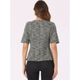 thumbnail image 3 of DARING DIVA Women's Tweed Round Neck Pullover Work Office Blouses M Black, 3 of 6