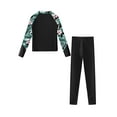 thumbnail image 4 of zdhoor Girls Rash Guard Set Sun Protection Swimsuit Swim Top with Swim Legging Set UPF 50+ Swimwear Black 14, 4 of 7