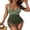 Green B, variant on LYMAYTER Women One-Piece Swimsuit Fold Pull Rope Swimwear Sheer Sarong Wraps Bathing Suit for S-3XL