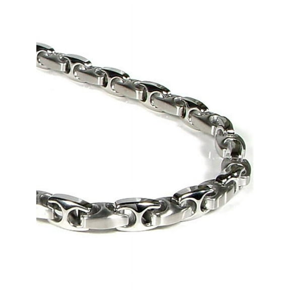 Titanium Kay Nitrogen Stainless Steel Men's Two Tone Chrome Color Link Necklace Chain 24"