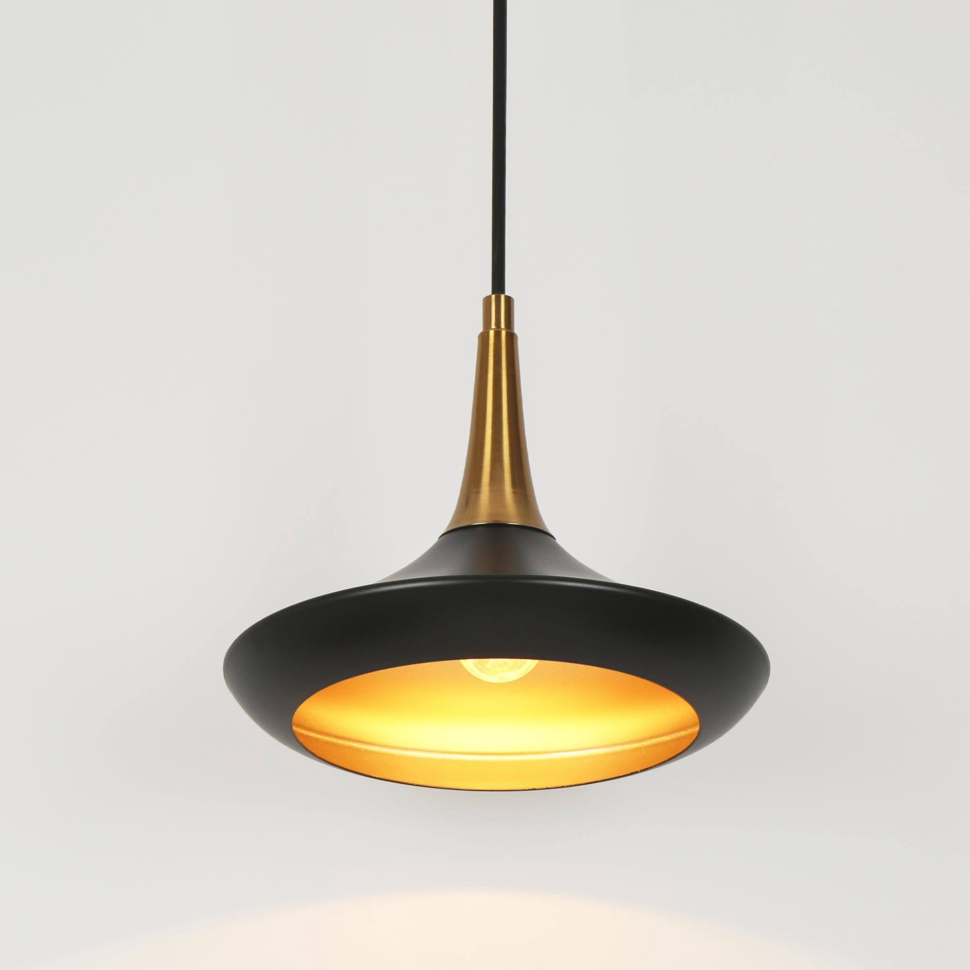 LNC Modern 9" Cone Mini Pendant Light, Matte Black and Gold Kitchen Island Ceiling Fixture