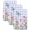thumbnail image 2 of Pink Flowers Kitchen Towels Set of 3, Spring Floral Butterfly Leaves Plants Blue Plaid Absorbent Dish Towels for Kitchen, Microfiber Hand Towel, Quick Drying Tea Towel for Cleaning Dishcloths, 2 of 7