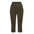 thumbnail image 5 of TQWQT Womens Capris for Summer Capri Pants Elastic Waist Knee Length Cropped Pants Dressy Casual Pedal Pushers with Pockets Green M, 5 of 8